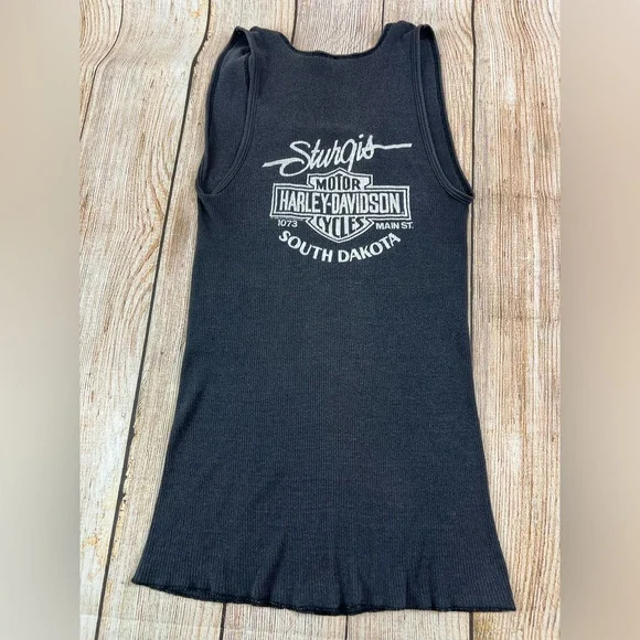 Vintage 80s Harley Davidson Eagle Ribbed Tank Top Shirt Sink Your Claws Sz Large - Picture 2 of 8